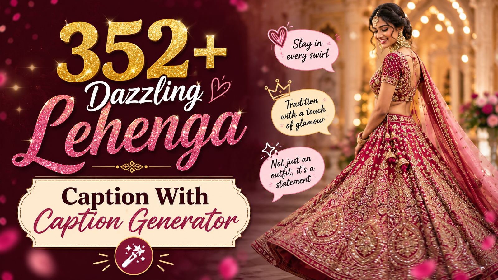Dazzling Lehenga Caption With Caption Generator