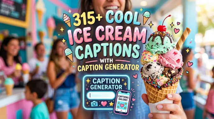 Cool Ice Cream Captions With Caption Generator
